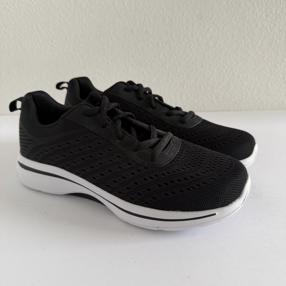 Athletic Works Women's Comfort Memory Foam Black Lace Up Shoes Sneakers Size 7